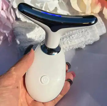 Revolutionary 3-in-1 Neck and Face Beauty Device: Portable Facial Massager for Skin Care, Face Sculpting, Vibration, Thermal, and Microcurrent Therapy